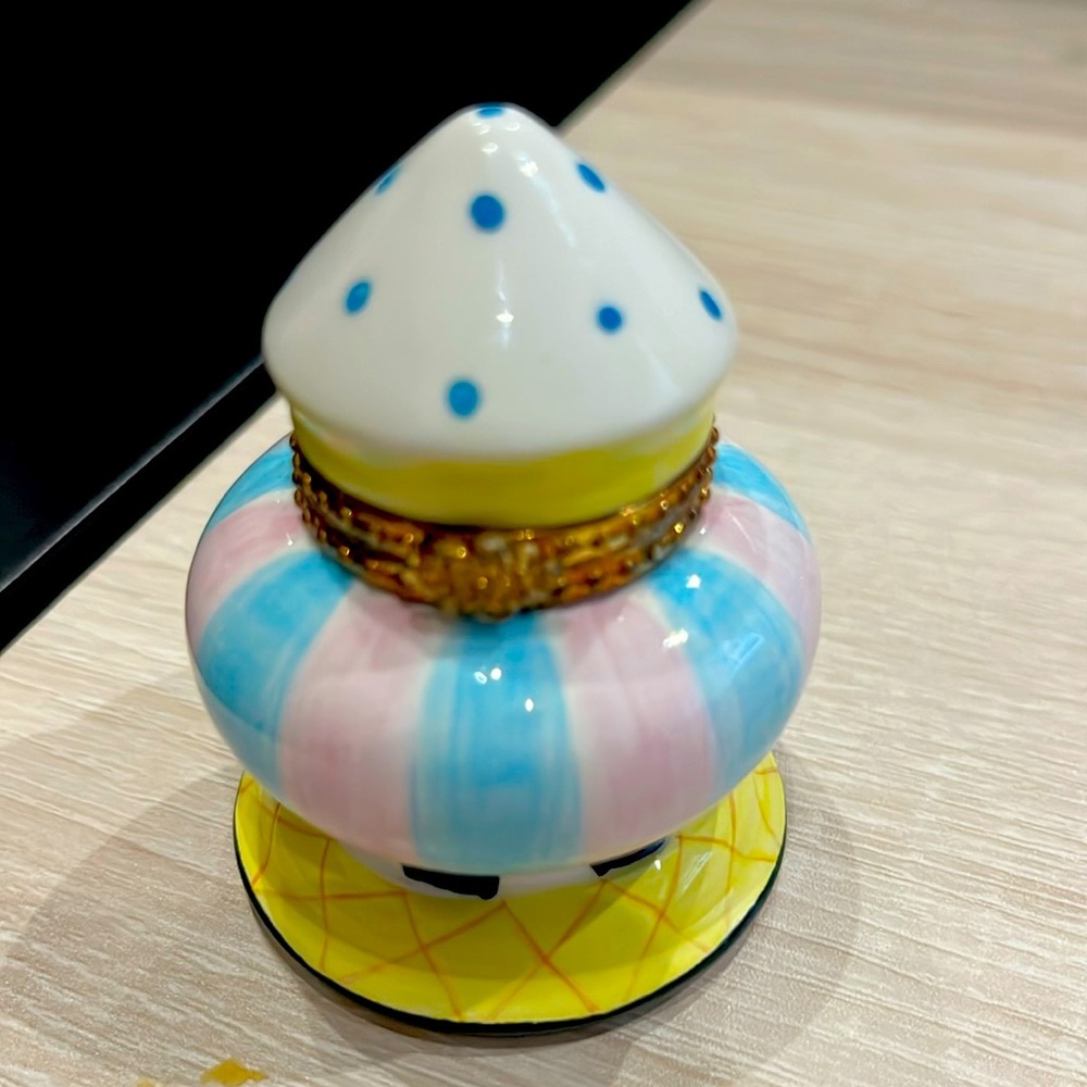 Vintage Hand Painted Mini Porcelain Trinket Box Pink,  Pure, Yellow Unmarked